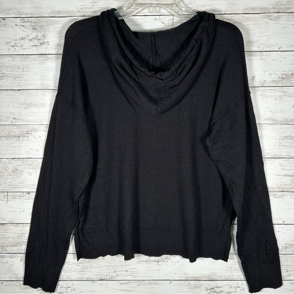 Rae Dunn Embroidered JOY Peppermint Mint Holiday Black Hoodie Sweater L NWT $84 - Picture 4 of 7